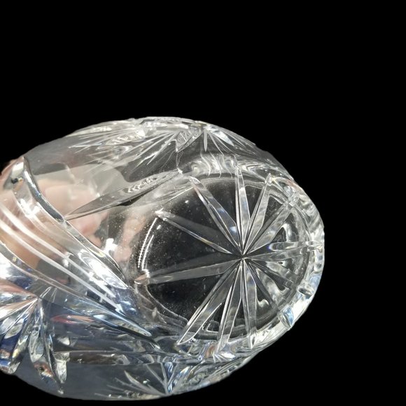 Vintage Fine Lead Crystal Glass Basket Star of David Czech Bohemian Handle Dish - Picture 9 of 9